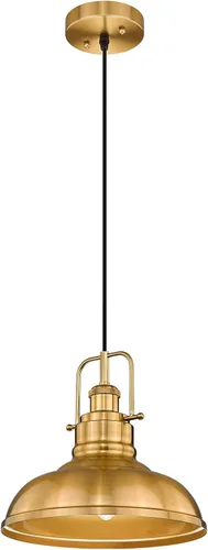 Vista 9 de zeyu Lámpara colgante industrial de 1 luz, lámpara colgante de 11 pulgadas para isla de cocina, pantalla de cúpula de metal en acabado negro mate
