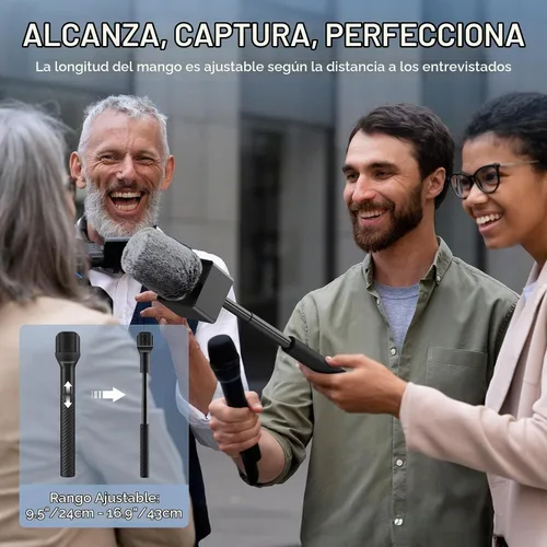 Vista 5 de TONOR Mango de micrófono inalámbrico compatible con DJI, RODE, Hollyland, soporte de micrófono de longitud ajustable para todos los micrófonos