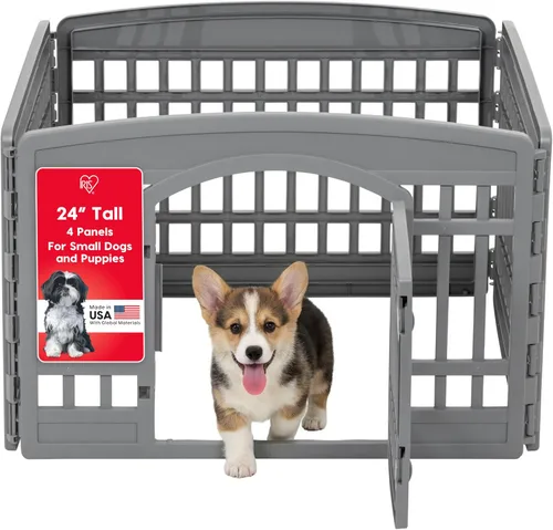 Vista 20 de IRIS USA Corralito para perros de 4 paneles de 24" con puerta, 35 x 35 x 24, corralito para cachorros, corralito para perros de interior, cerca