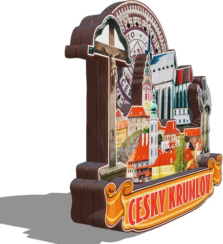 Vista 2 de Cesky Krumlov Europe - Imanes de madera 3D para nevera de viaje, decoraciones coleccionables de recuerdos, manualidades hechas a mano
