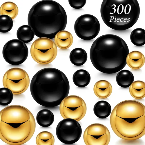 Vista 12 de Junkin 300 cuentas brillantes de imitación de perlas, sin agujero, color Negro y naranja