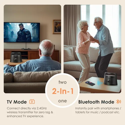 Vista 6 de SIMOLIO Altavoces inalámbricos 621D Plus para TV para personas mayores, altavoces de TV Bluetooth para personas con problemas auditivos, ancianos, 3
