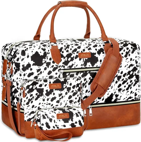 Vista 30 de Bolsa de fin de semana para mujer, bolsa de viaje de nailon, con compartimento para zapatos, tamaño grande 1-beige