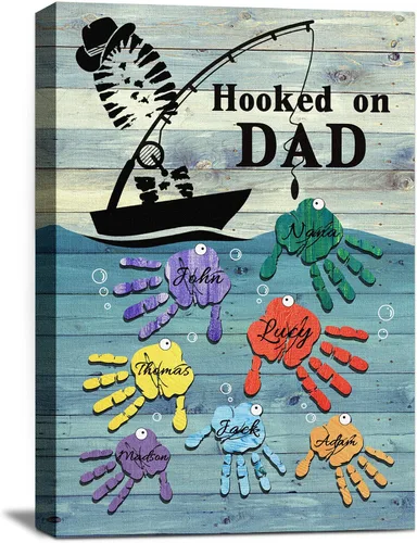 Vista 7 de Eternalart Regalos únicos para papá, abuelo, esposo de hija, hijo, esposa, impresiones en lienzo personalizadas con nombres de niños para padre
