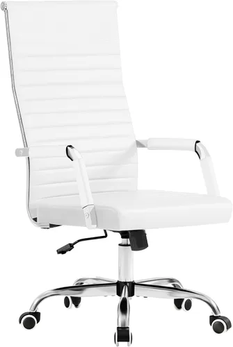 Vista 11 de Furmax Silla de oficina acanalada, respaldo alto, silla ejecutiva de conferencias ejecutiva, silla giratoria ajustable con brazos
