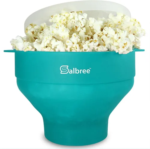 Vista 17 de La máquina original de palomitas de maíz Salbree plegable de silicona para microondas, recipiente microondas con capacidad para 16 tazas, utiliza