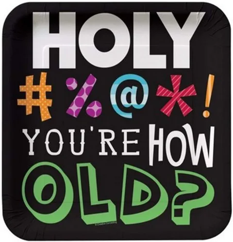 Vista 7 de Creative Converting 8 platos cuadrados de postre de Holy Bleep para cumpleaños de 30 años