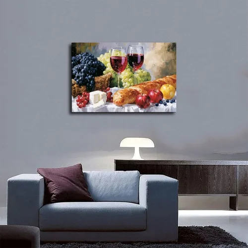Vista 5 de JDBeehpy Wine Glasses Grapes Bread Cheese Wall Prints Unframed 12x18inch Wine Feast-Unframed