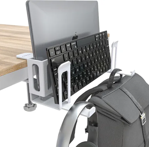 Vista 10 de NODOCA Almacenamiento de Laptop para Escritorio, Soporte Vertical de Laptop para Escritorio, Soporte Vertical de MacBook, con Soporte