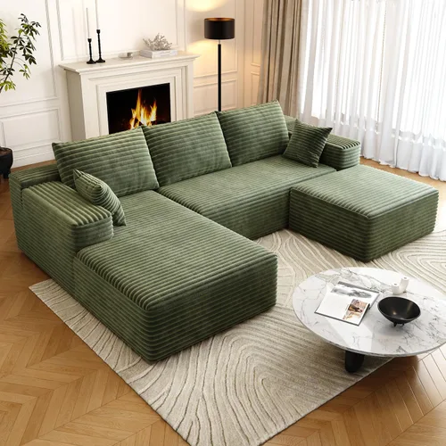Vista 31 de Sofá seccional modular Cloud de 107.5 pulgadas con chaise en forma de L, sofás tapizados modernos minimalistas para sala de estar y dormitorio, sofá