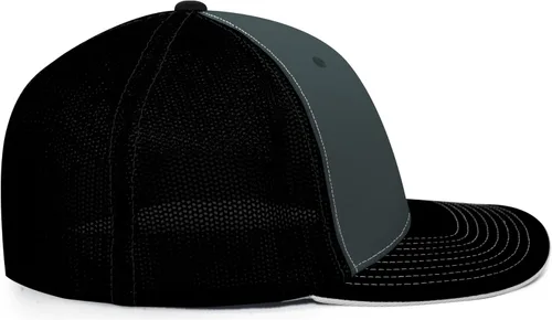 Vista 5 de Pacific Headwear Gorra unisex Pacific Headwear Trucker Flexfit® para adultos Grafito/Negro/Negro