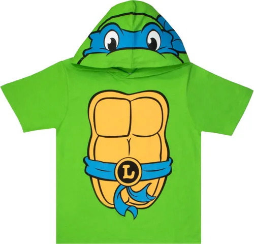Vista 3 de Nickelodeon Teenage Mutant Ninja Turtles - Disfraz de 2 piezas para niños, conjunto de camiseta y pantalones cortos TMNT con capucha y pantalones