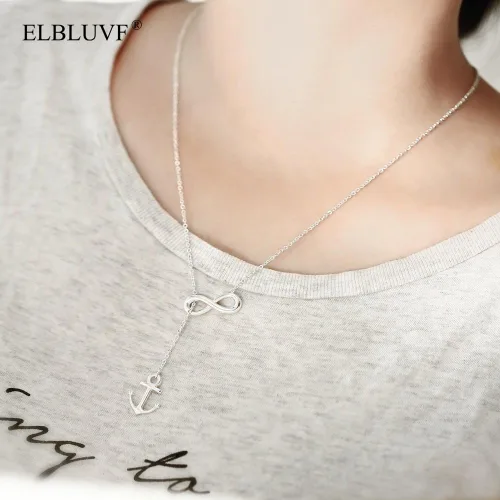 Vista 3 de Collar de acero inoxidable con ancla infinita en forma de Y, estilo lariat, 18.0in para mujer, 3
