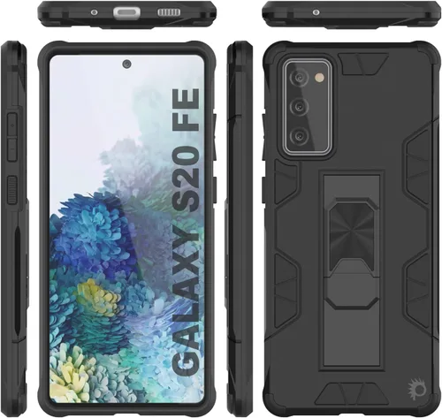 Vista 8 de Punkcase Funda para Galaxy S20 FE [Serie ArmorShield] Funda protectora de doble capa de estilo militar con soporte de agarre de anillo de metal