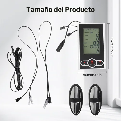 Vista 2 de Monitor de computadora de bicicleta estática con pantalla de velocímetro, sensor de frecuencia cardíaca para bicicleta estacionaria, máquina