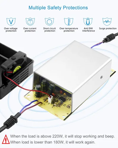 Vista 4 de ALITOVE Convertidor de 110 V a 12 V Convertidor de CA a CC Adaptador de fuente de alimentación de 12 voltios 15A 180W y cable de extensión