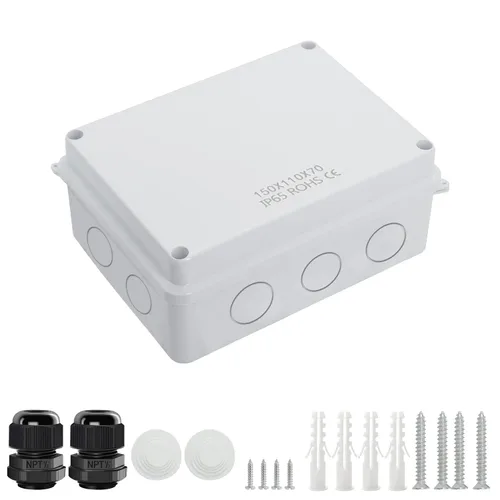 Vista 12 de LeMotech - Caja de conexiones, caja eléctrica IP55, resistente al agua, a prueba de polvo, plástico ABS, para proyectos electrónicos, color blanco