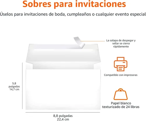 Vista 8 de Amazon Basics Sobres de invitación en blanco A9 con cierre de despegar y sellar, 5-3/4 x 8-3/4 pulgadas, color blanco, paquete de 100
