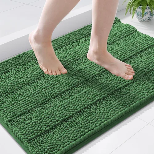 Vista 139 de Grandaily Alfombras de baño de felpilla a rayas de 24 x 16 pulgadas, extra gruesas y suaves, absorbentes, parte trasera de goma, alfombra de ducha