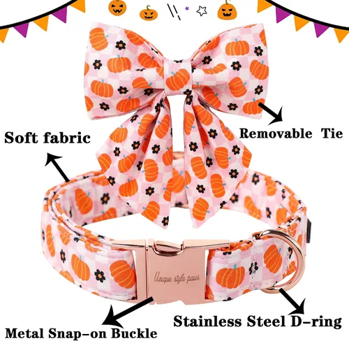 Vista 137 de Unique style paws - Collar para perros con corbatín, collar ajustable para perros y gatos, pequeño, mediano y grande