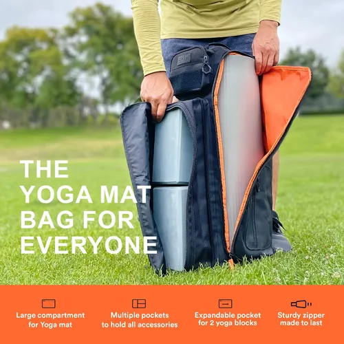 Vista 3 de Fitdom Bolsa de yoga inspirada en la táctica para hombres adultos. Bolsas de yoga resistentes y transportadores que se adaptan a todas tus cosas.