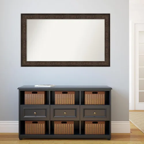 Vista 466 de Amanti Art Espejo de pared personalizado no biselado (25 x 25 pulgadas), marco de bronce acentuado, varios tamaños personalizados, espejo de baño