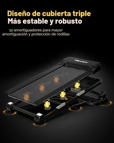 Vista 4 de TREAFLOW Cinta de correr con 0-25% de inclinación automática, 3.5 HP plegable para correr en casa, velocidad máxima de 10.0 MPH, capacidad