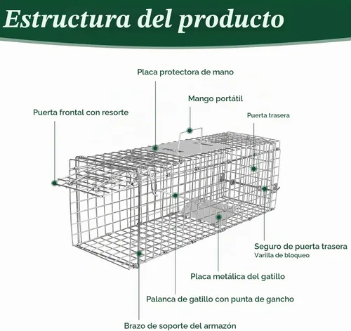 Vista 7 de Trampa para animales humanos de 24 pulgadas, trampas plegables de jaula