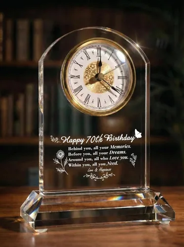 Vista 8 de DEEWISH Reloj de escritorio de cuarzo para regalo de 50 cumpleaños, elegante decoración de bendición para el hogar para padres, abuelos, amigos