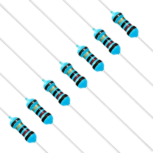 Vista 104 de Chanzon 100 piezas 1 Ω ohm Resistencia 1/4 W (0.25 W) Resistencia fija de película metálica 0.01 ±1% Tolerancia 1R MF Resistencias de agujero