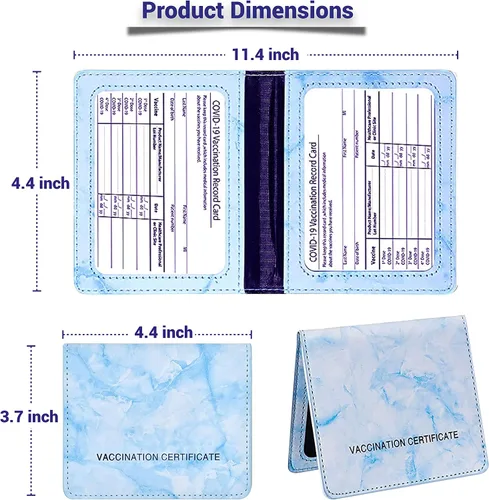 Vista 4 de Welmy - Tarjetero de vacuna de piel sintética Azul Patchwork Funda tipo cartera para tarjetas