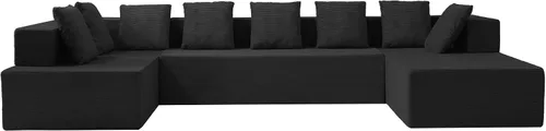Vista 24 de Sofá modular modular en forma de U de 103 pulgadas con 2 otomanas Negro