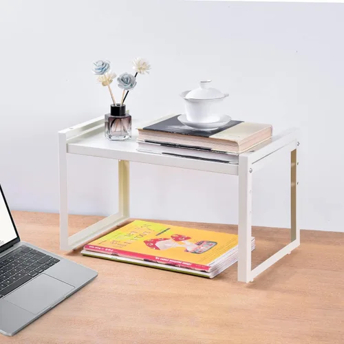 Vista 5 de Estante grande para especias, estante de almacenamiento expandible para gabinete, organizador de metal de acero apilable resistente para el hogar