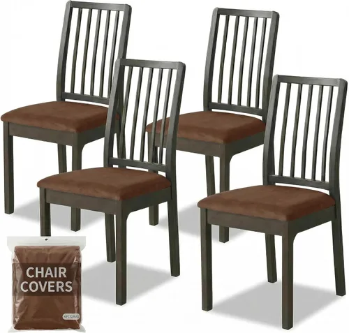 Vista 9 de Deisy Dee Fundas de asiento de terciopelo para sillas de comedor, juego de fundas para sillas de comedor (4, azul bebé)