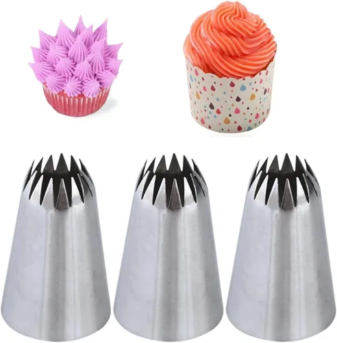 Vista 6 de Punta de tubería 1M a granel, 5 puntas de glaseado de roseta para decoración de pasteles