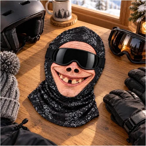 Vista 5 de Máscara de esquí de anciano, pasamontañas, máscara facial realista 3D B14