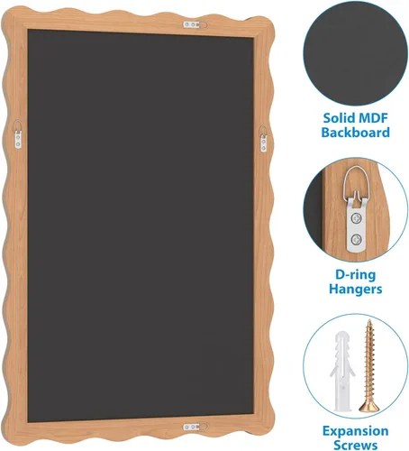 Vista 6 de Espejo ondulado de baño de 24 x 36 pulgadas, espejo festoneado rectangular para decoración de pared, tocador de baño, dormitorio, sala de estar