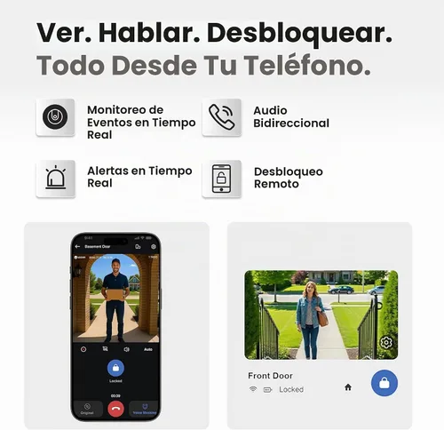 Vista 5 de Lockin Veno Plus, cerradura inteligente todo en uno para puerta delantera, baterías duales