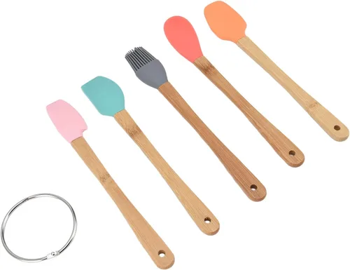 Vista 8 de Juego de herramientas para hornear, 5 piezas de utensilios de silicona duraderos para hornear con mango para pasteles, pan, galletas, mousse
