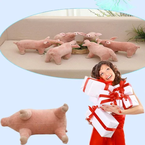 Vista 3 de Peluche de cerdo rosa de 15.7 pulgadas, almohada de peluche para niños