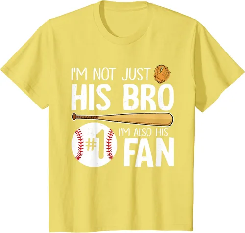 Vista 55 de Camiseta Baseball Brother I'm Not Just His Bro I'm His Number One Fan, Negro