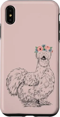 Vista 11 de Silkie Chicken with Floral Headband Farm Animal Funda para iPhone 17