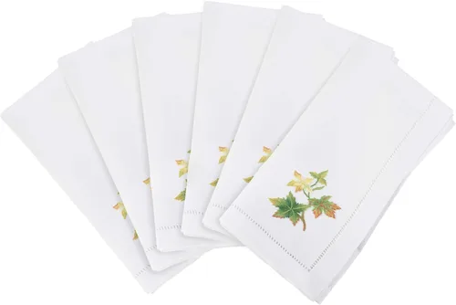 Vista 27 de Juego de 6 servilletas bordadas de magnolia hechas a mano con borde cosido