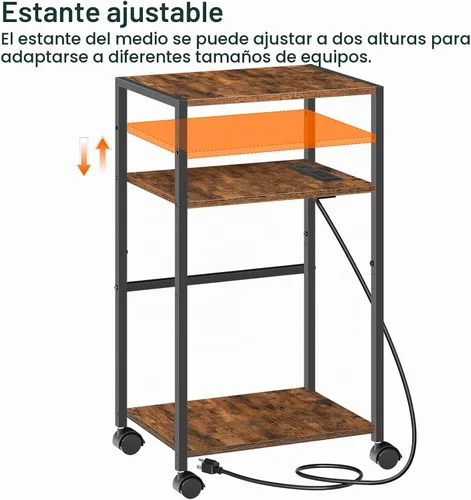 Vista 6 de HOOBRO Soporte de torre para computadora, soporte de torre de PC de 3 niveles, soporte de PC con estación de carga, soporte móvil para CPU que se