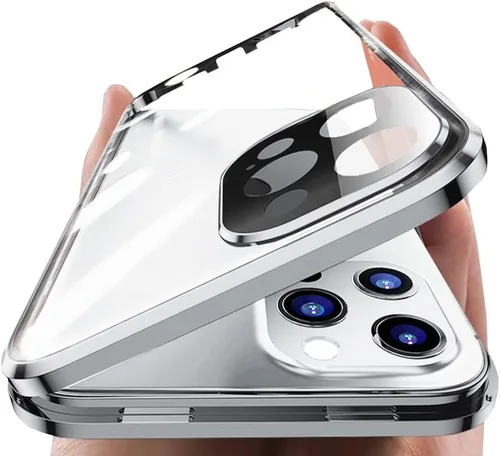Vista 17 de Funda Henghui magnética con cierre compatible con iPhone 11, de vidrio, con protector de lente de cámara y protector de pantalla, cierre de Azul