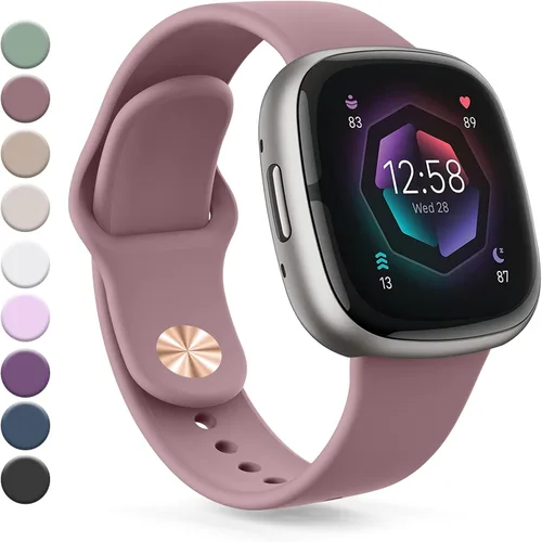 Vista 24 de Correa compatible con Fitbit Sense 2 / Sense Bands, Fitbit Versa 4 / Versa 3 bandas para mujeres y hombres, correa de repuesto de silicona suave