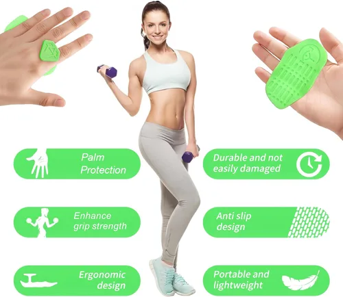 Vista 4 de Anti-Slip Workout Grips, Rubber Gym Palm Protectors for Weight Lifting