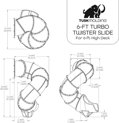 Vista 2 de Tobogán Turbo Twister de 6 pies para juegos – Aventura torcida, paseo suave y seguro TUSK Strong℠ (borgoña)