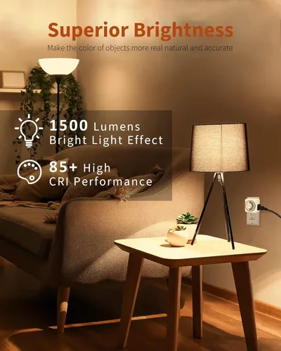 Vista 4 de Bombillas LED TJOY, equivalentes a 100 vatios A19, blanco cálido suave de 2700K, bombillas de ahorro energético con base estándar E26, 1500 lúmenes