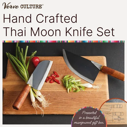 Vista 2 de Verve CULTURE Juego de 2 cuchillos Thai Chef's Moon - Cuchillo de acero al carbono forjado a mano